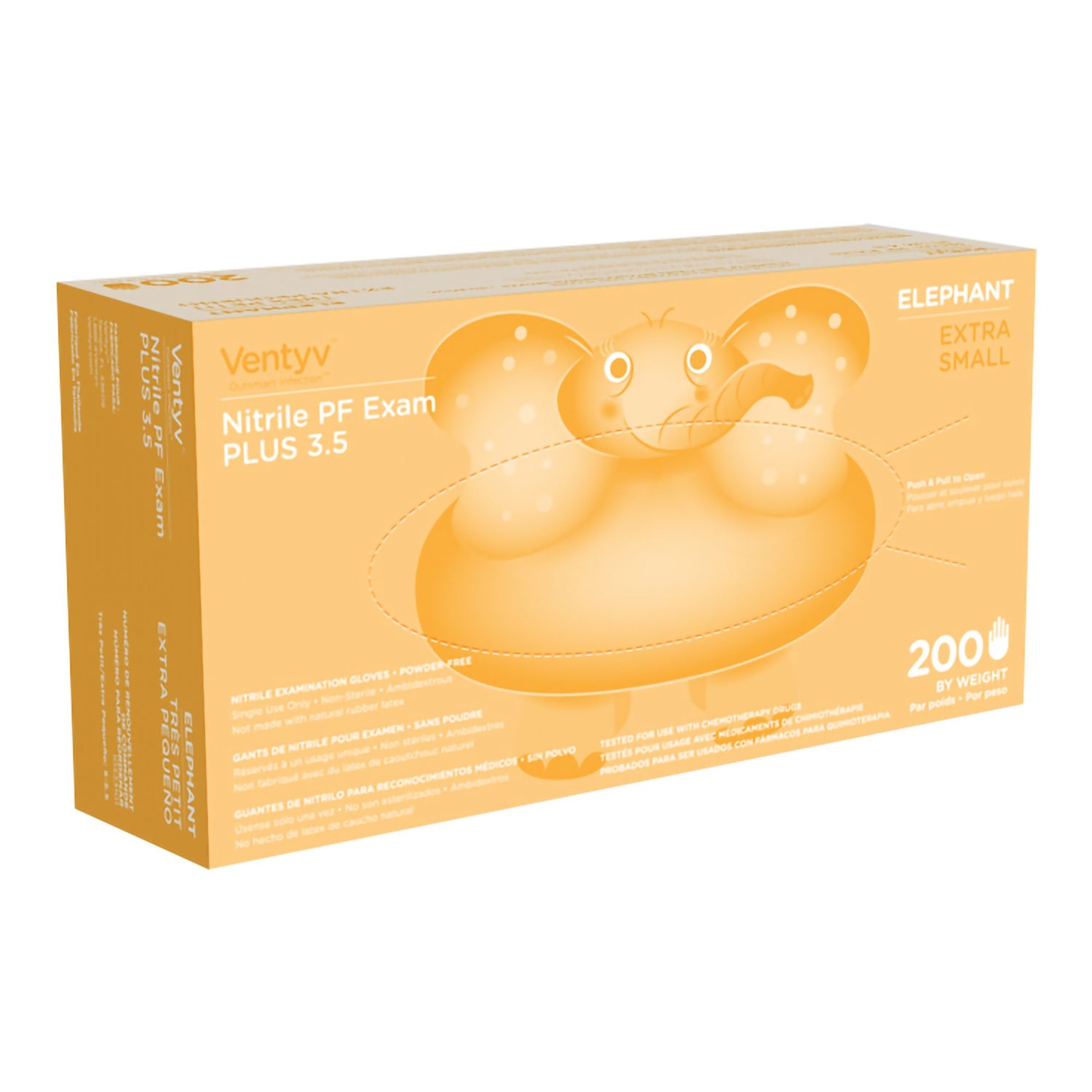 Exam Glove Ventyv Plus 3.5 ELEPHANT X-Small NonSterile Nitrile Standard Cuff Length Textured Fingertips Violet Chemo Tested - BeHope