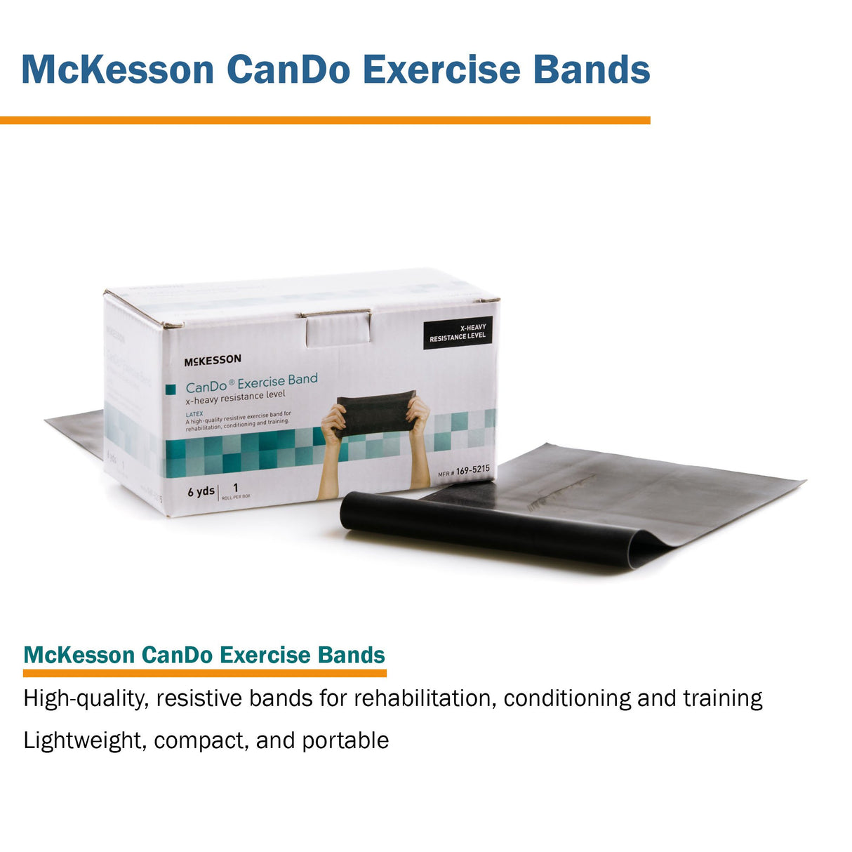Exercise Resistance Band McKesson CanDo® Black 5 Inch X 6 Yard X-Heavy Resistance - BeHope