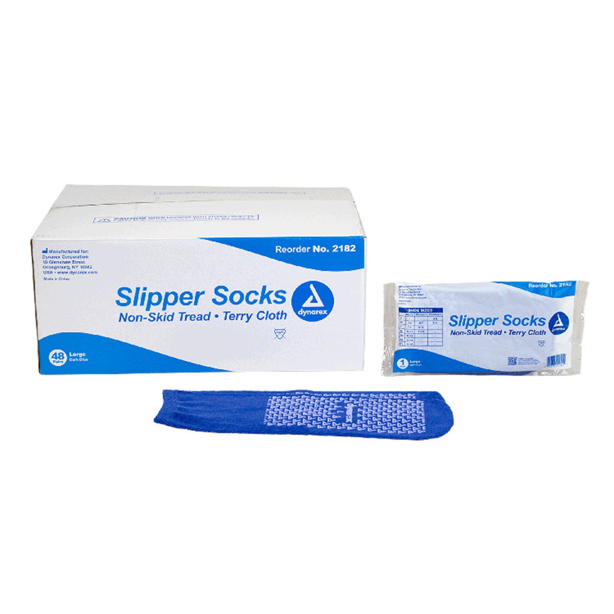 Slipper Socks Dynarex Unisex Adult Large Single Tread Single Patient Use Blue - BeHope