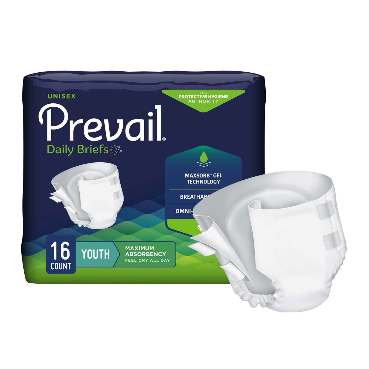 Unisex Youth Incontinence Brief Prevail® Daily Briefs X-Small Disposable Heavy Absorbency - BeHope