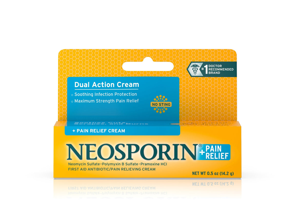 First Aid Antibiotic with Pain Relief Bacitracin / Neomycin / Polymyxin B / Pramoxine HCl Neosporin® + Pain Relief Cream 0.5 oz. Tube - BeHope