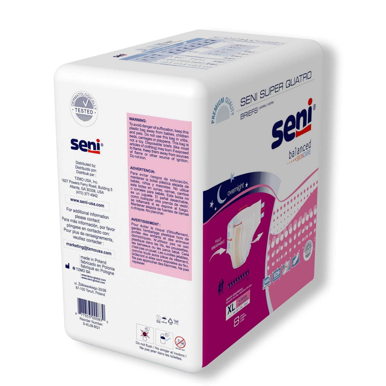 Unisex Adult Incontinence Brief Seni® Super Quatro X-Large Disposable Heavy Absorbency - BeHope