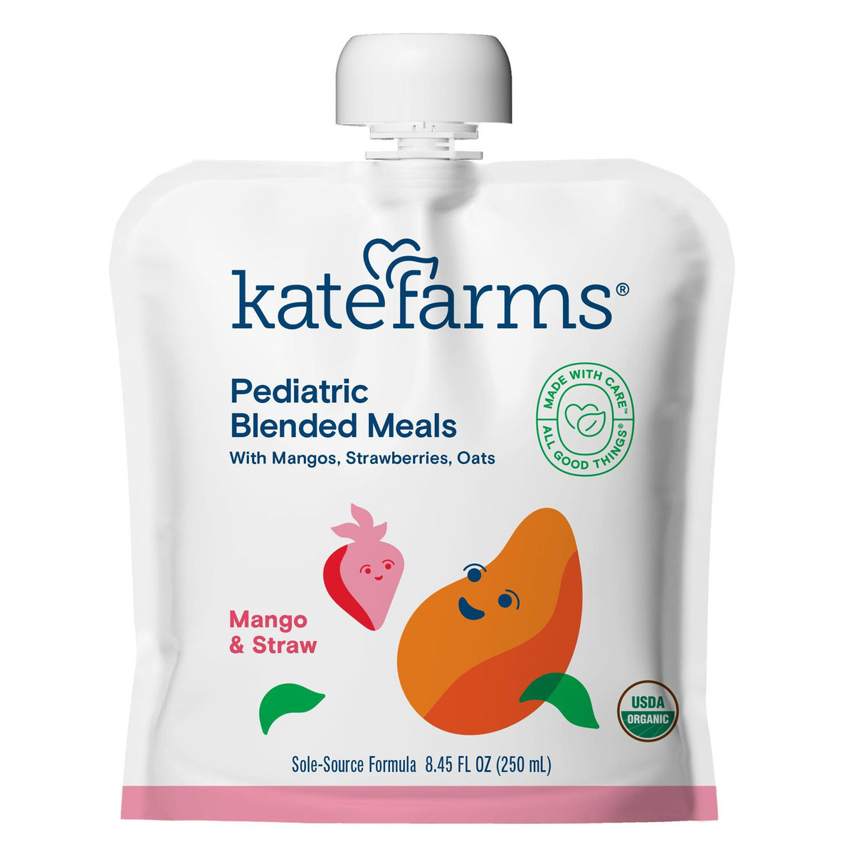 Pediatric Tube Feeding Formula Kate Farms Mango / Strawberry Flavor 8.45 oz. / 250 mL Pouch Liquid Organic Pea Protein - BeHope