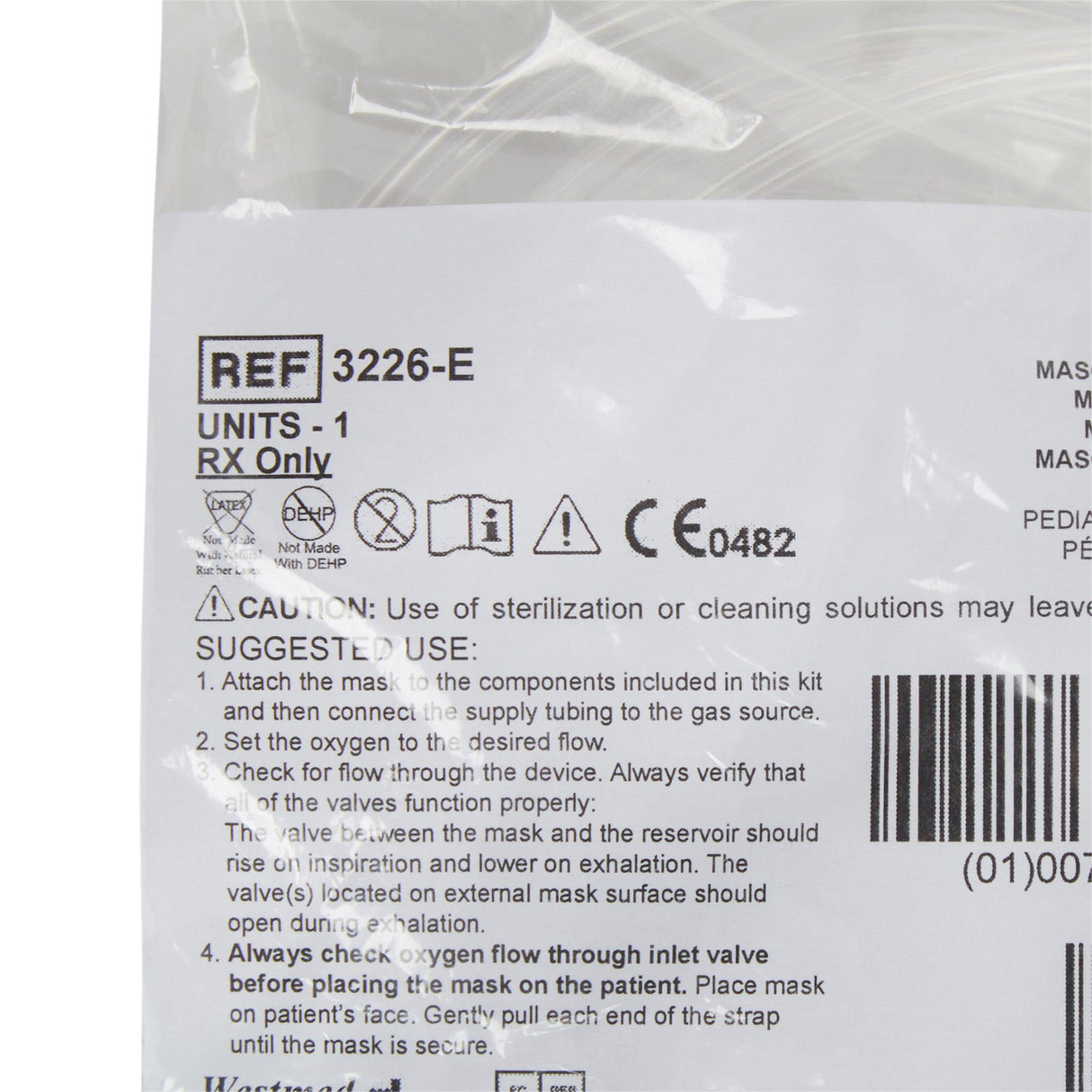 NonRebreather Oxygen Mask McKesson Elongated Style Pediatric Adjustable Head Strap - BeHope