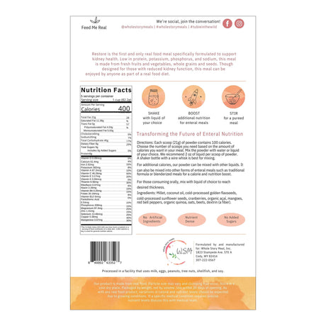 Oral Supplement Restore Renal Support Unflavored Powder 16 oz. Pouch - BeHope