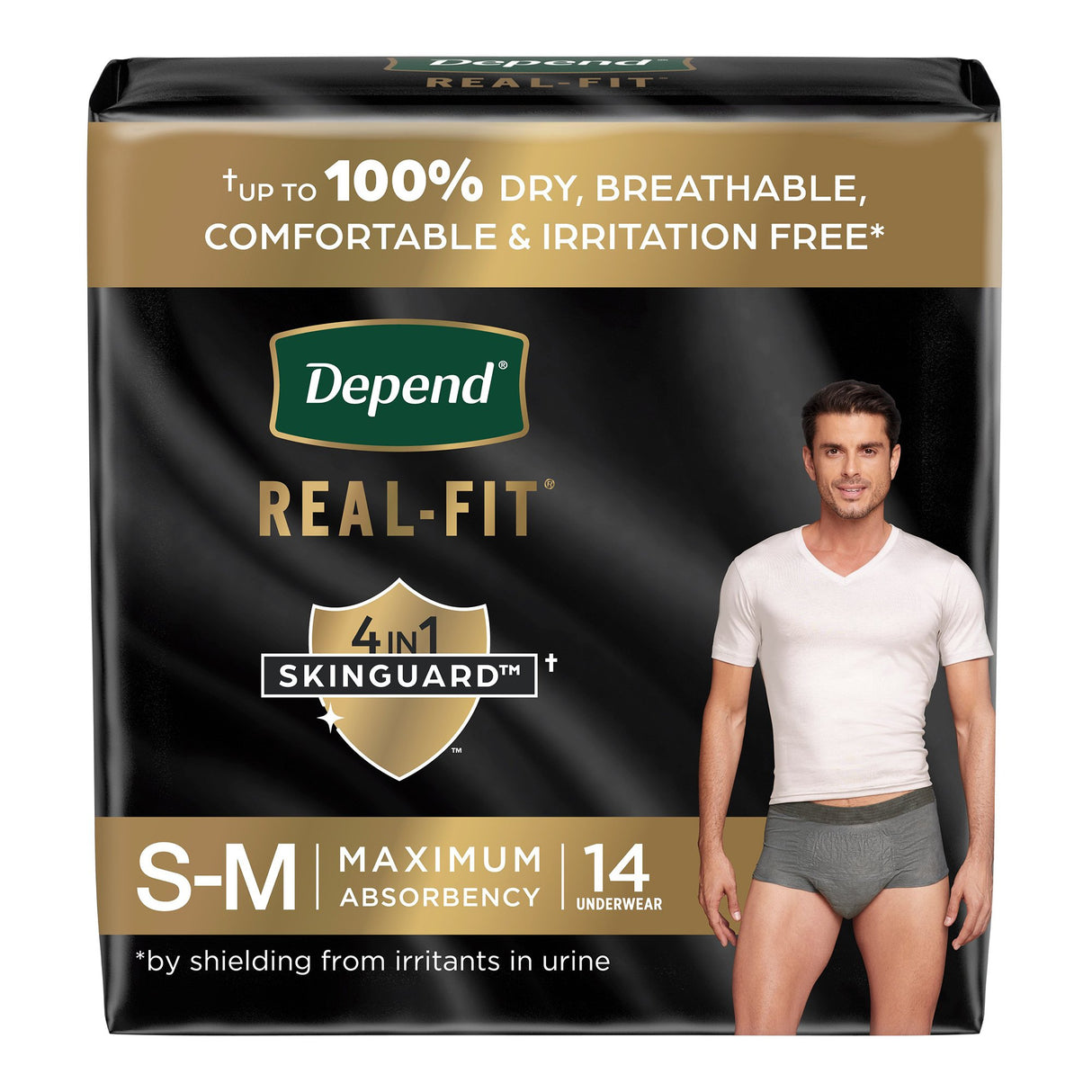 Male Adult Absorbent Underwear Depend® Real Fit® Waistband Style Small / Medium Disposable Heavy Absorbency - BeHope