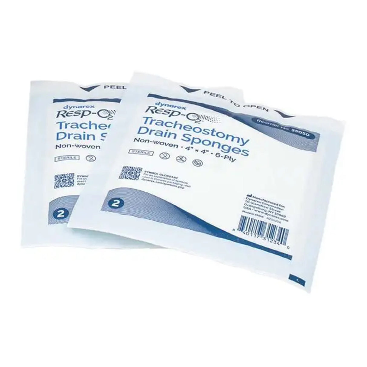 Drain Sponge Dynarex Resp-O2™ 4 X 4 Inch 6-Ply Sterile 2 per Pack - BeHope