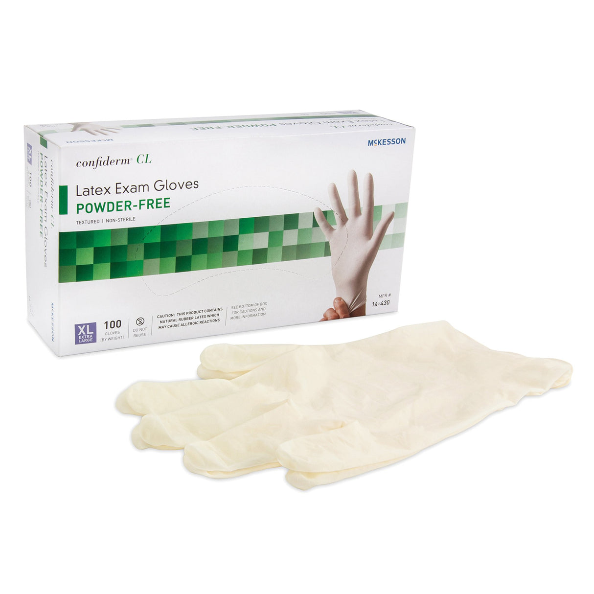 Exam Glove McKesson Confiderm® X-Large NonSterile Latex Standard Cuff Length Textured Fingertips Ivory Not Rated - BeHope