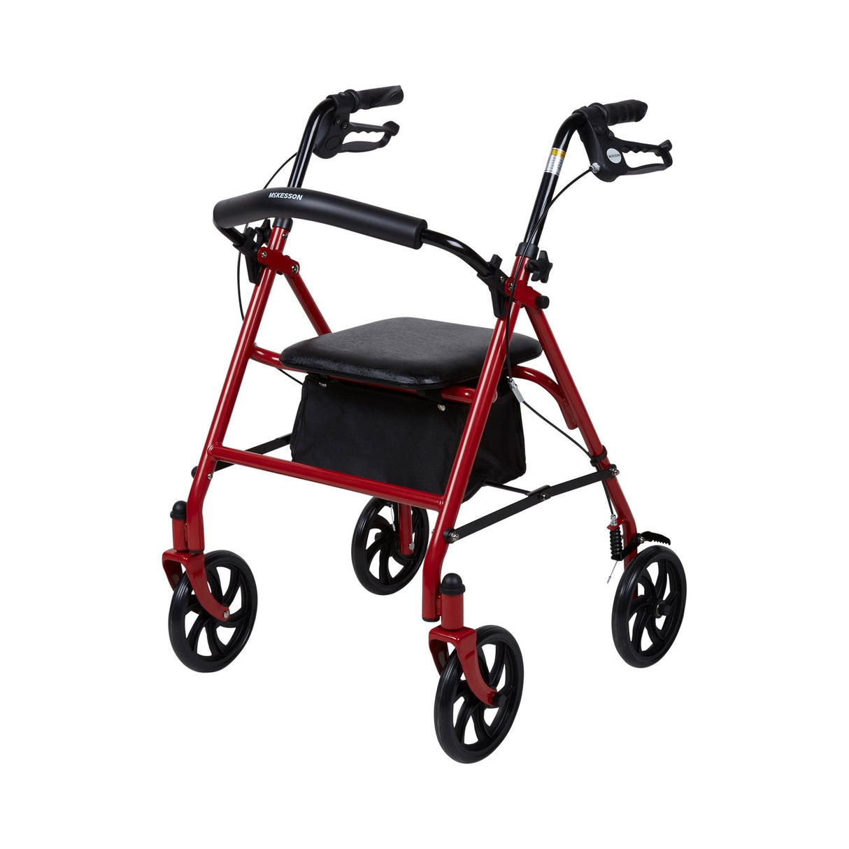 4 Wheel Rollator McKesson Red Adjustable Height / Folding Steel Frame - BeHope