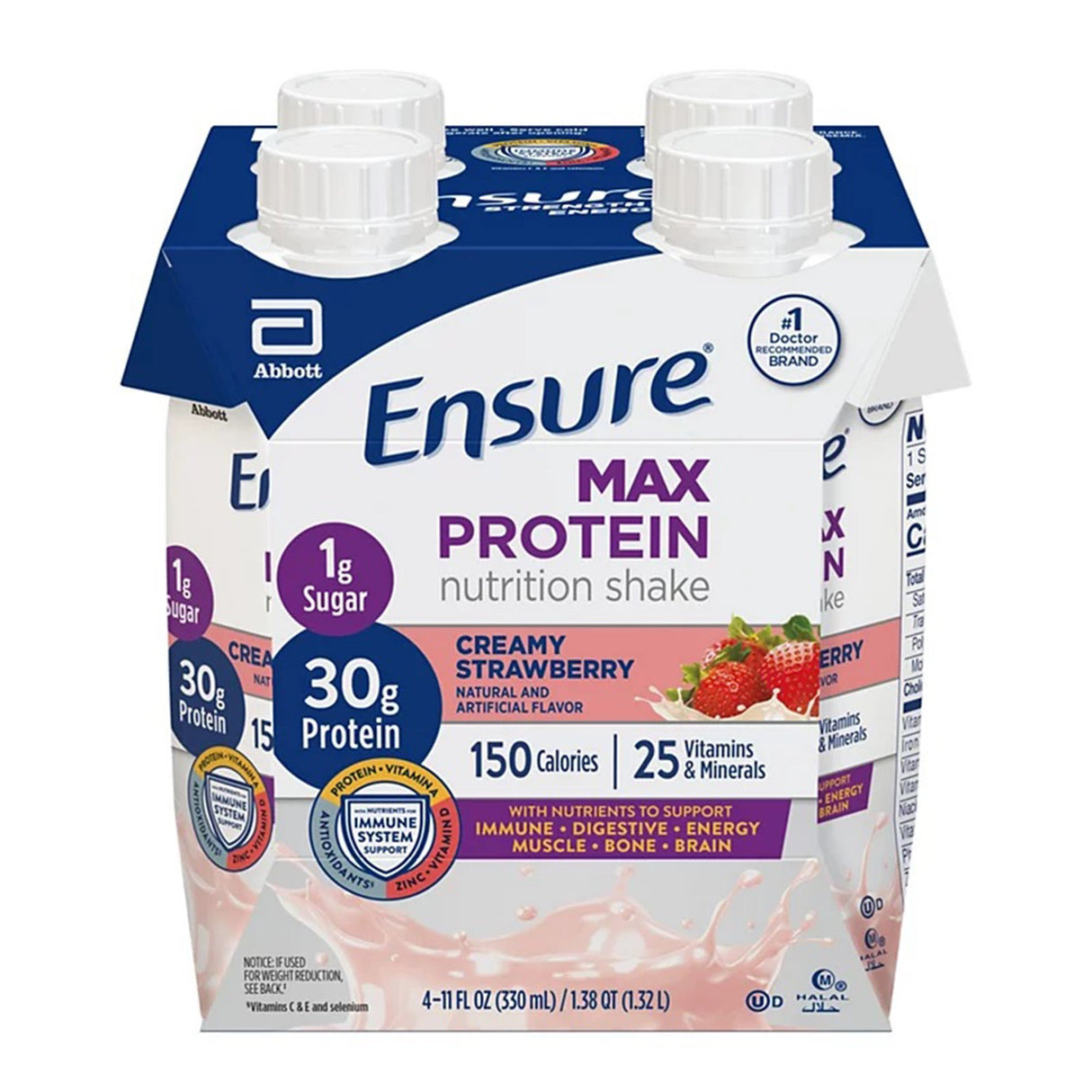 Oral Supplement Ensure® Max Protein Nutrition Shake Creamy Strawberry Flavor Liquid 11 oz. Reclosable Carton - BeHope