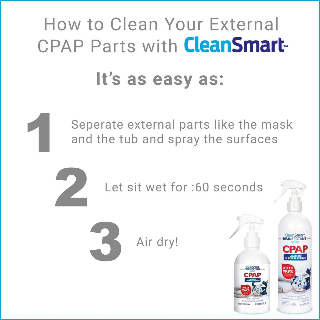 CPAP Disinfectant Spray CleanSmart™ 16 oz., Pump Bottle - BeHope