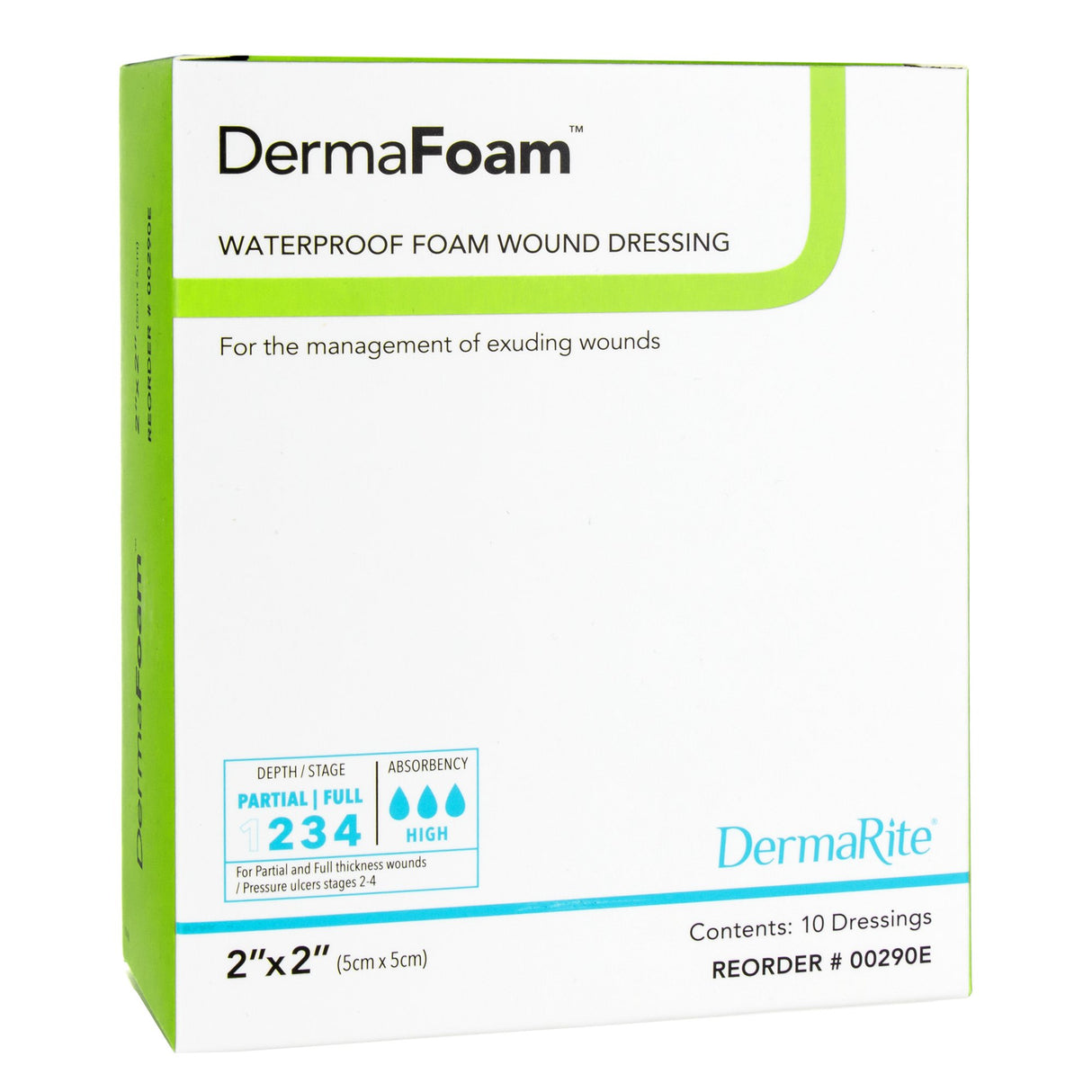 Foam Dressing DermaFoam® 2 X 2 Inch Without Border Waterproof Backing Nonadhesive Square Sterile - BeHope