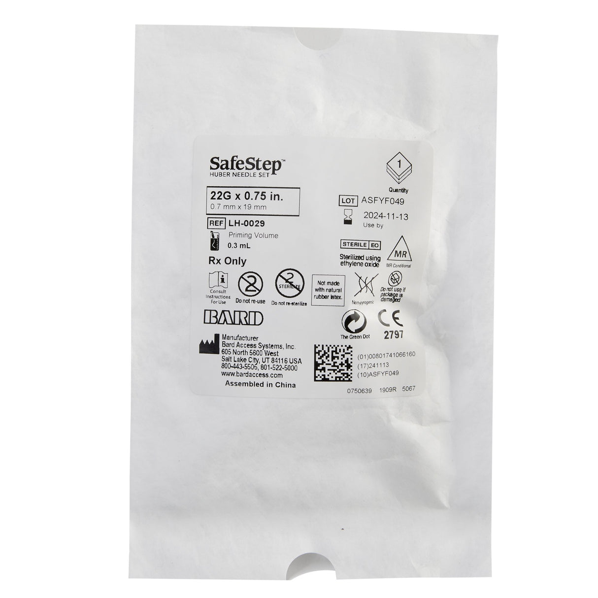 Huber Infusion Set SafeStep® 22 Gauge 3/4 Inch Without Port - BeHope