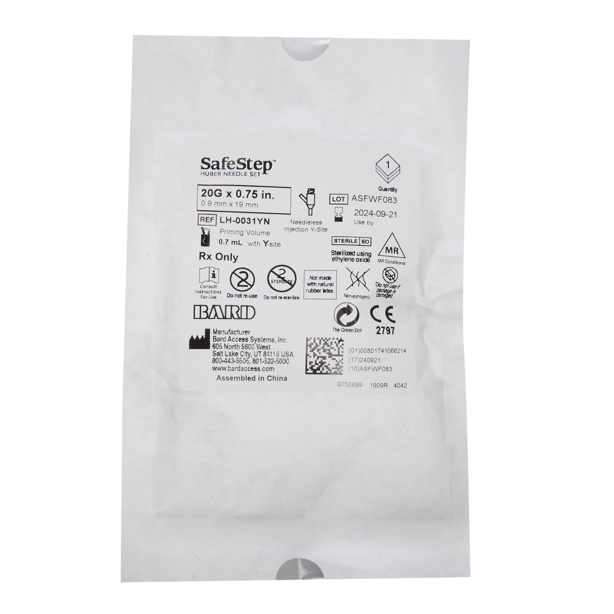 Huber Infusion Set SafeStep® 20 Gauge 3/4 Inch Y-Site Port - BeHope