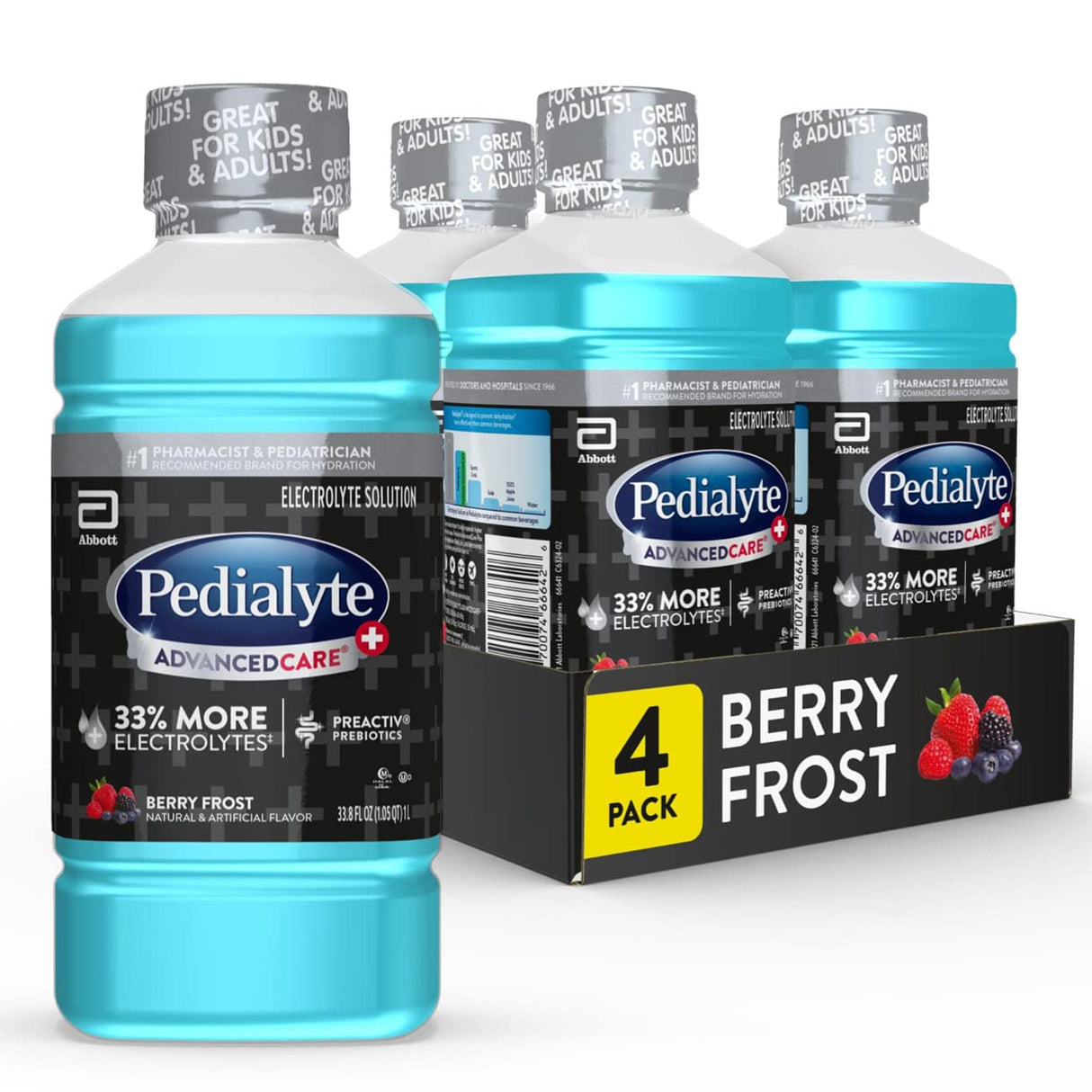Oral Electrolyte Solution Pedialyte® AdvancedCare™ Plus Berry Frost Flavor 33.8 oz. Electrolyte - BeHope
