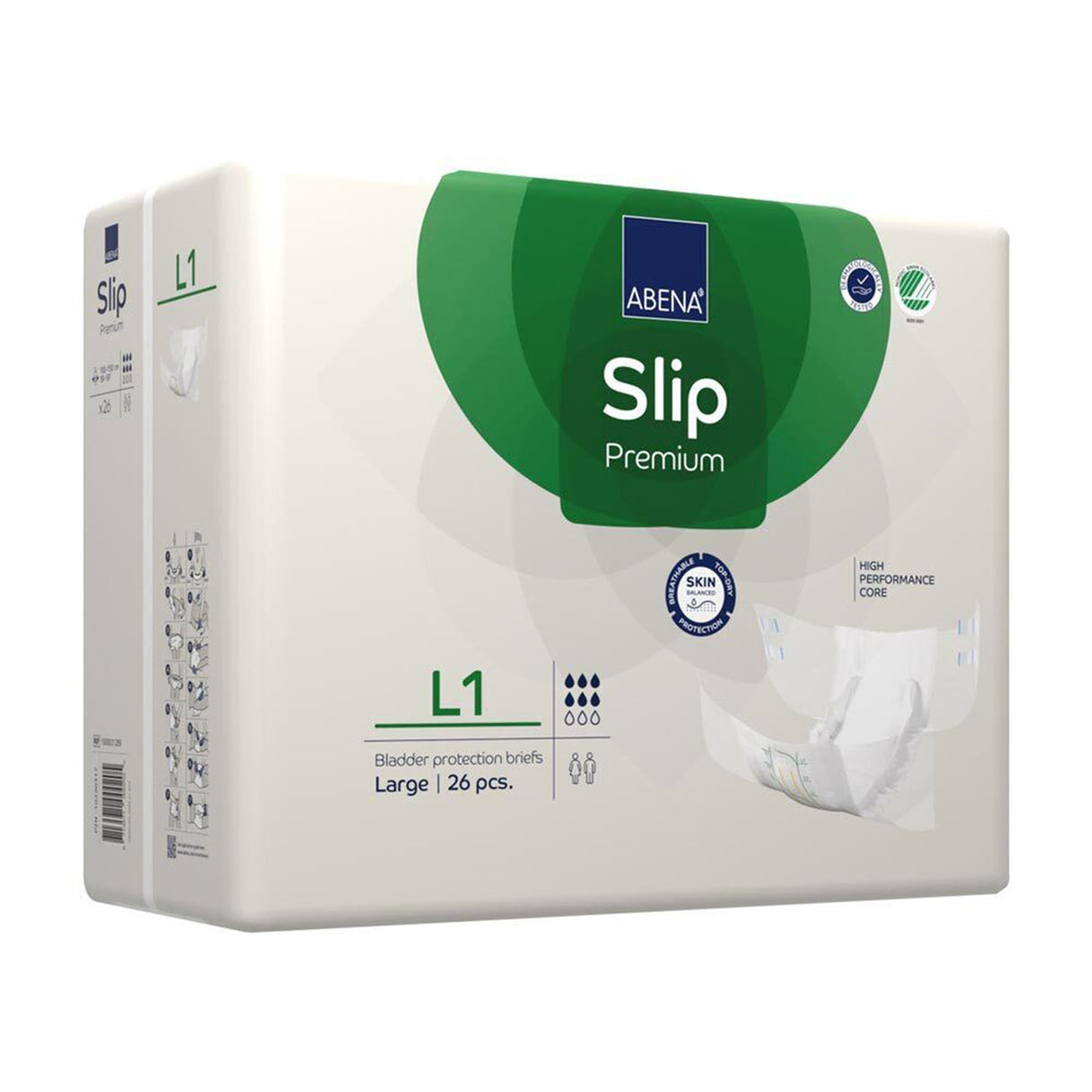 Unisex Adult Incontinence Brief Abena® Slip Premium L1 Large Disposable Heavy Absorbency - BeHope