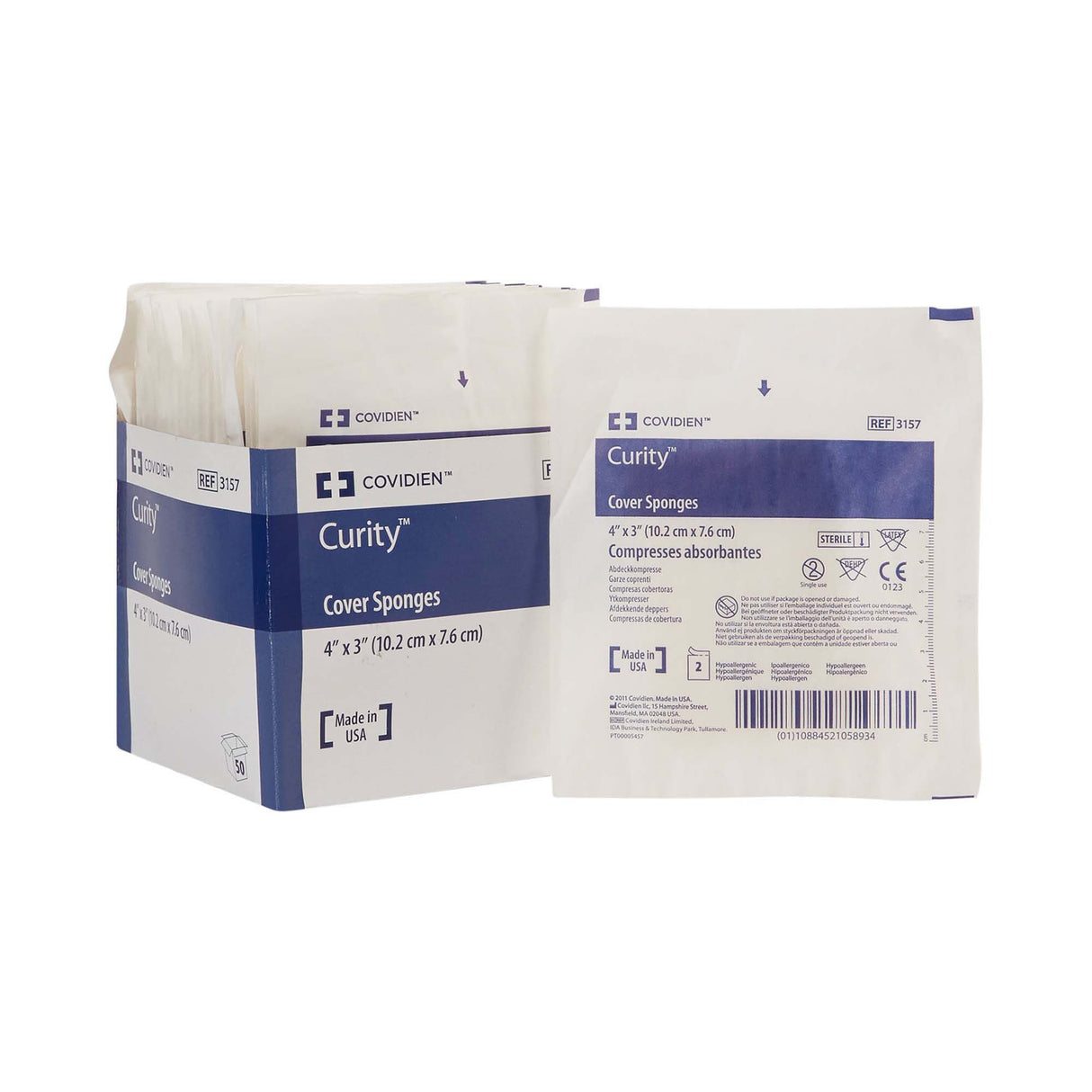 Cellulose Filled Nonwoven Sponge Curity™ 3 X 4 Inch 4-Ply Sterile 2 per Pack - BeHope