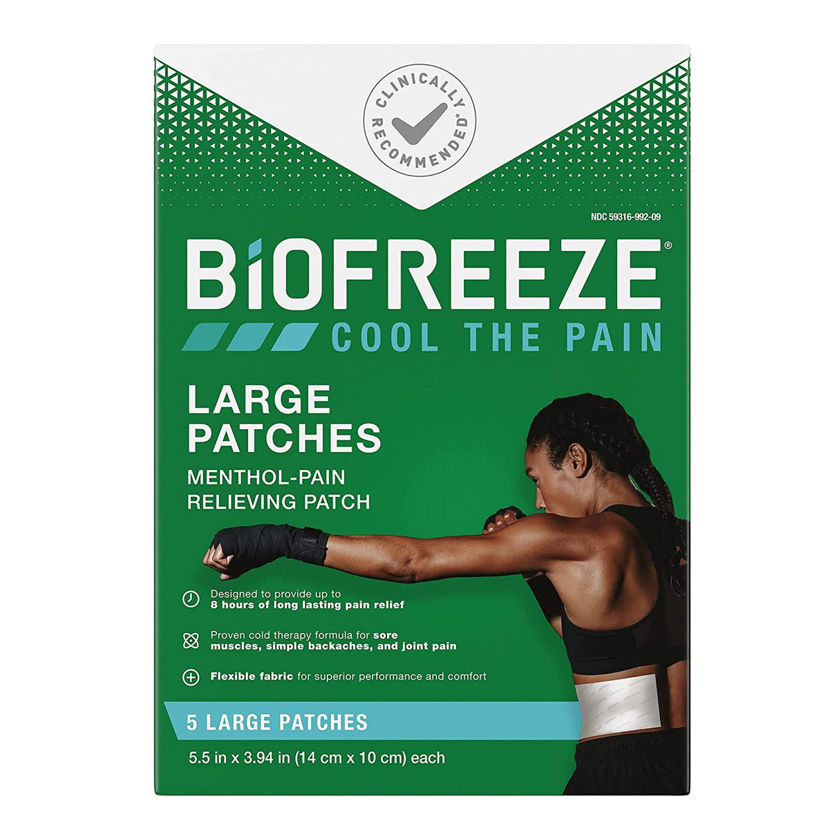 Topical Pain Relief Biofreeze® 5% Strength Menthol Patch 5 per Box - BeHope