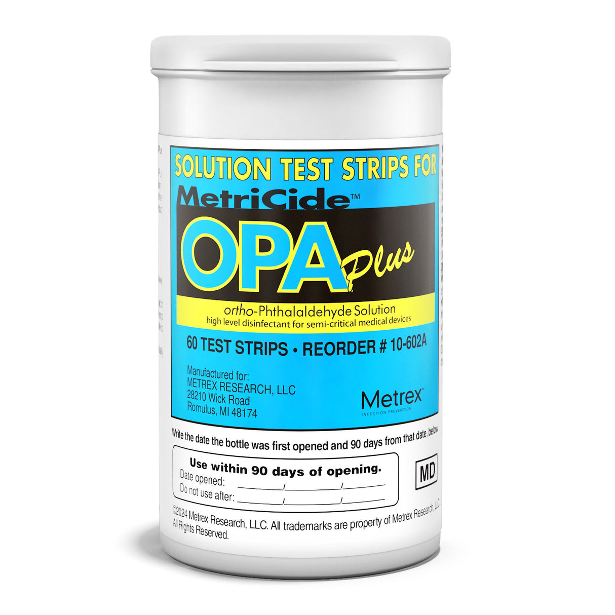 OPA Concentration Indicator MetriCide™ OPA Plus 60 Test Strips Single Use - BeHope