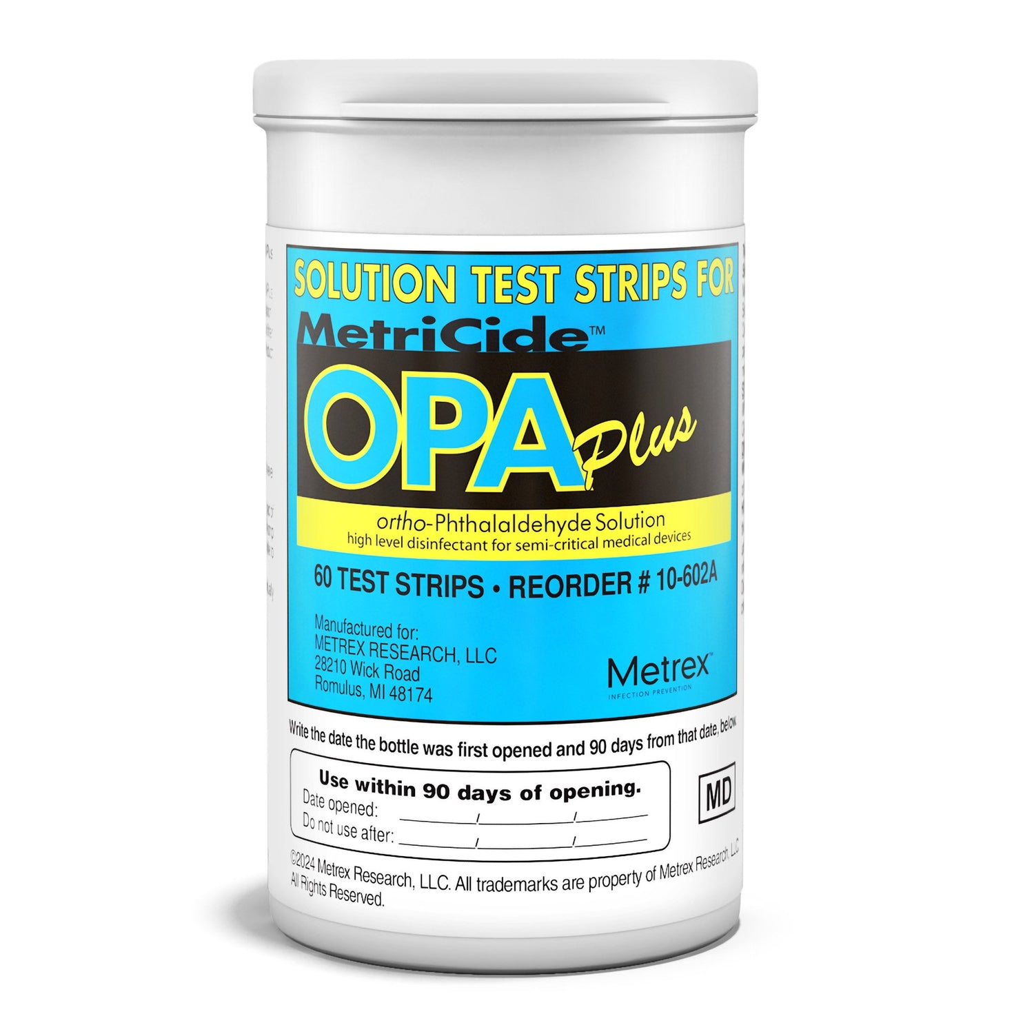 OPA Concentration Indicator MetriCide™ OPA Plus 60 Test Strips Single Use - BeHope