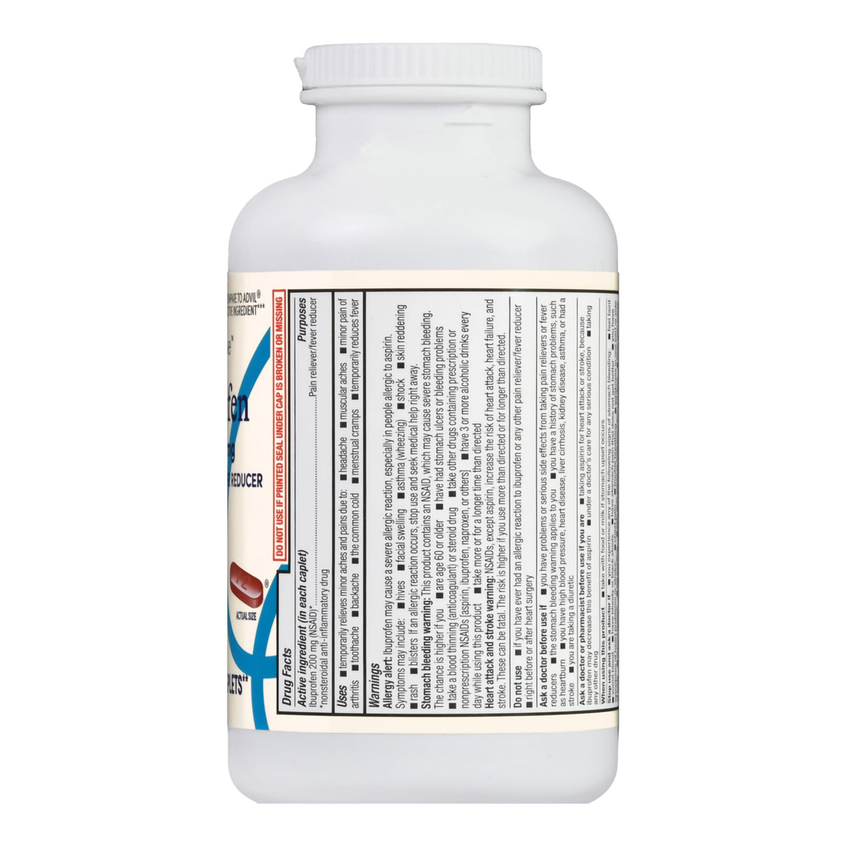 Pain Relief Foster & Thrive 200 mg Strength Ibuprofen Caplet 500 per Bottle - BeHope