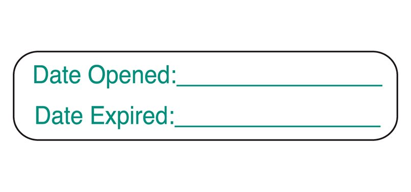 Pre-Printed / Write On Label Barkley® Auxiliary Label Green Paper Date Opened Date Expired White Quality Control Label 3/8 X 1-5/8 Inch - BeHope