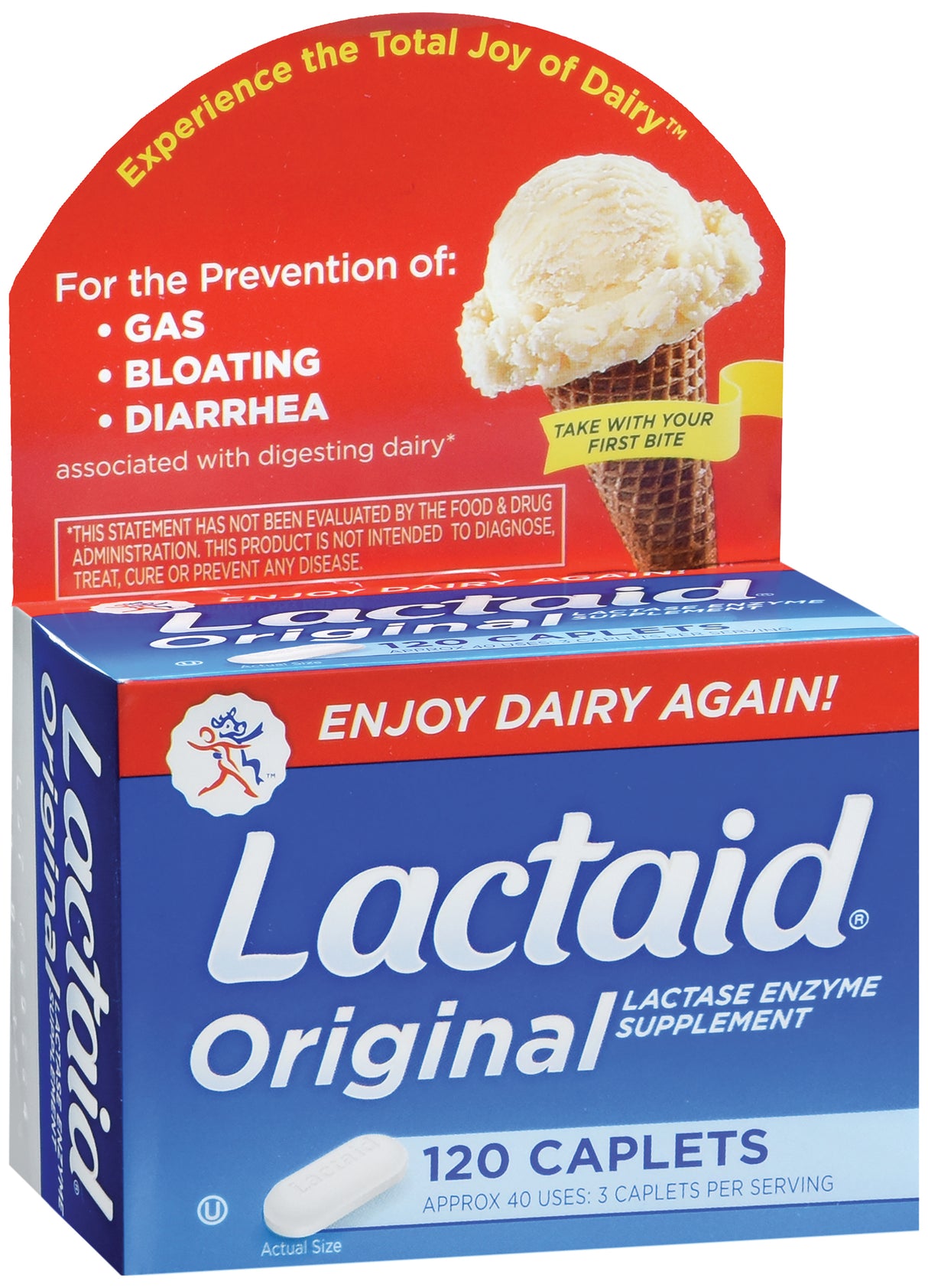 Dietary Supplement Lactaid® Original Lactase Enzyme 3,300 IU Strength Tablet 120 per Box Unflavored - BeHope