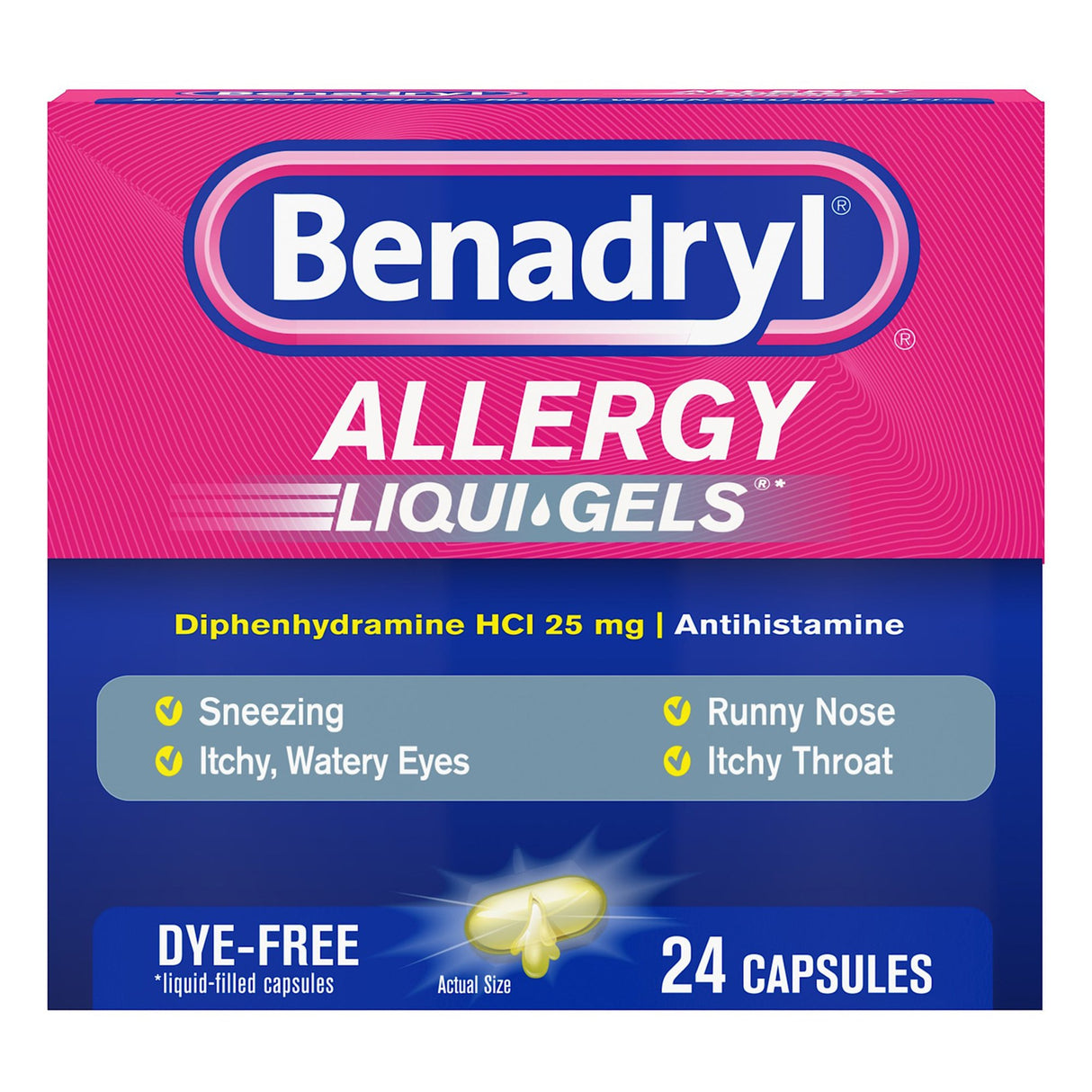Allergy Relief Benadryl® 25 mg Strength Gelcap 24 per Box - BeHope