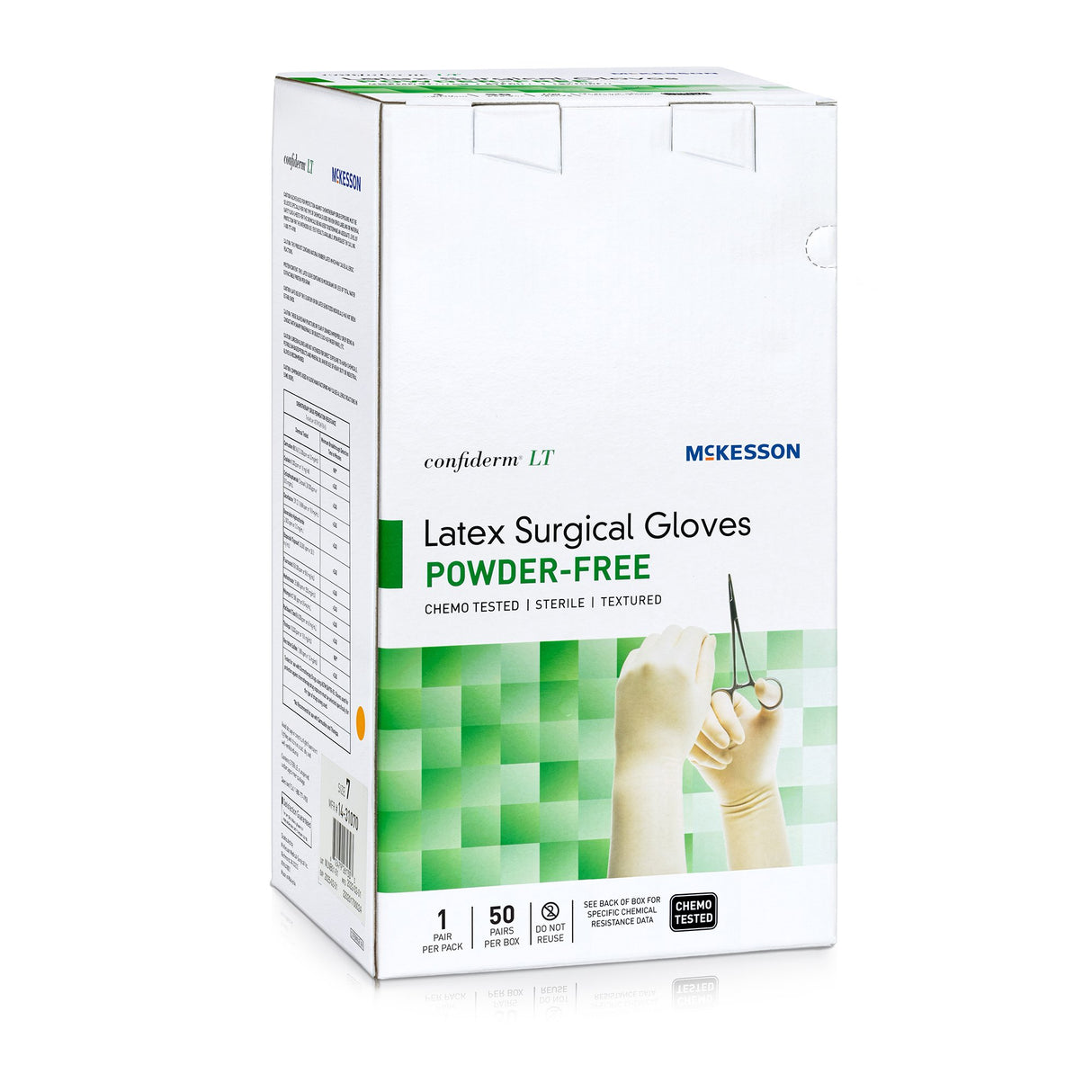 Surgical Glove Confiderm LT Size 7 Sterile Latex Standard Cuff Length Fully Textured Ivory Chemo Tested