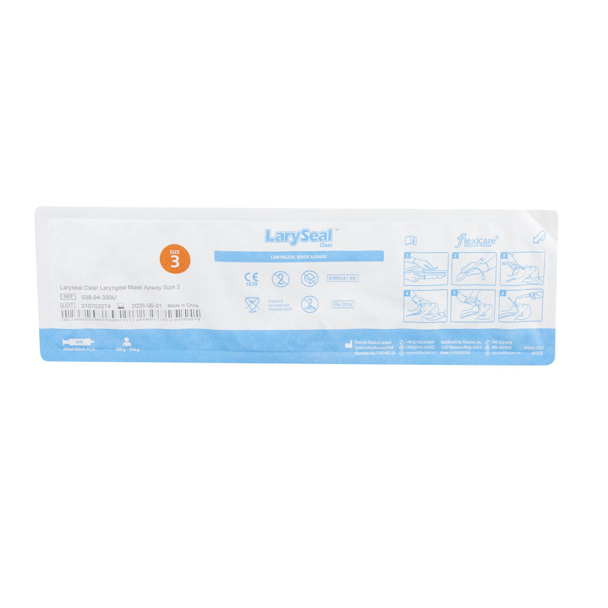 Curved Laryngeal Mask Laryseal™ Clear Pvc Single Patient Use Sterile - BeHope
