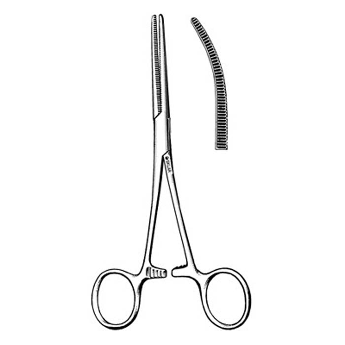 Hemostatic Forceps Sklar® Rochester-Pean 12 Inch Length OR / Surgical Grade German Stainless Steel NonSterile Locking Finger Ring Handle Curved Serrated Tips - BeHope