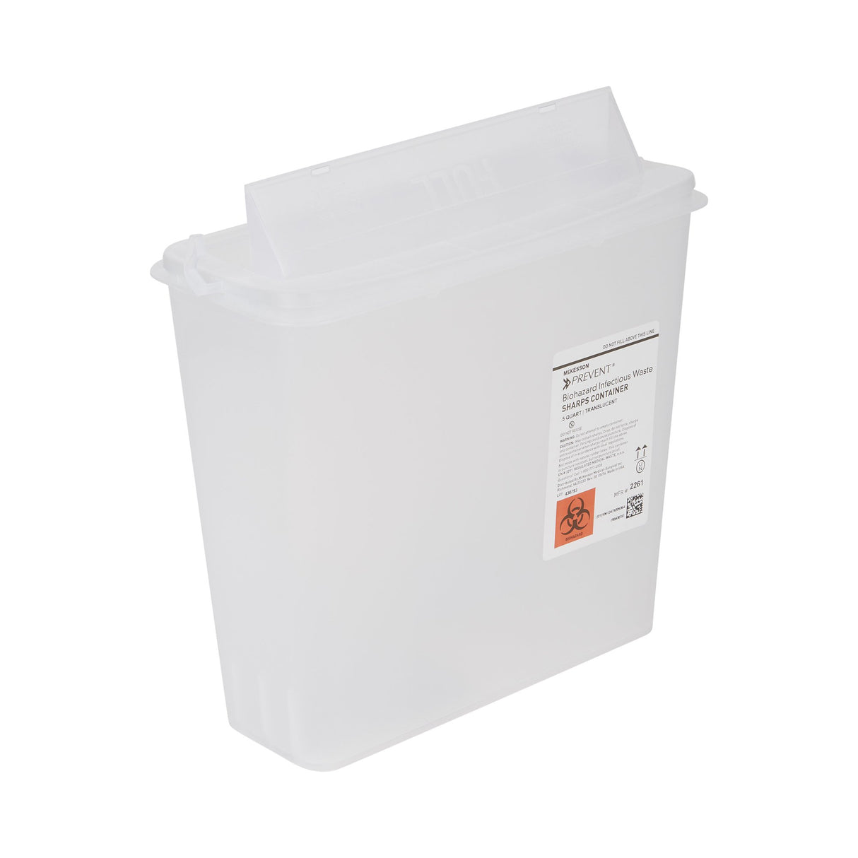 Sharps Container McKesson Prevent® Translucent Base 10-3/4 H X 10-1/2 W X 4-3/4 D Inch Horizontal Entry 1.25 Gallon - BeHope