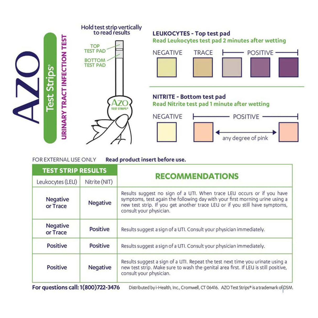Urinalysis Test Kit AZO Test Strips® Urinary Tract Infection Detection 3 Tests CLIA Waived - BeHope