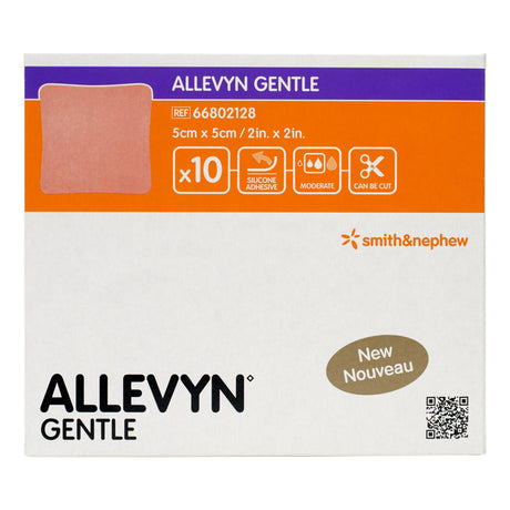 Foam Dressing Allevyn Gentle 2 X 2 Inch Without Border Film Backing Silicone Adhesive Square Sterile - BeHope