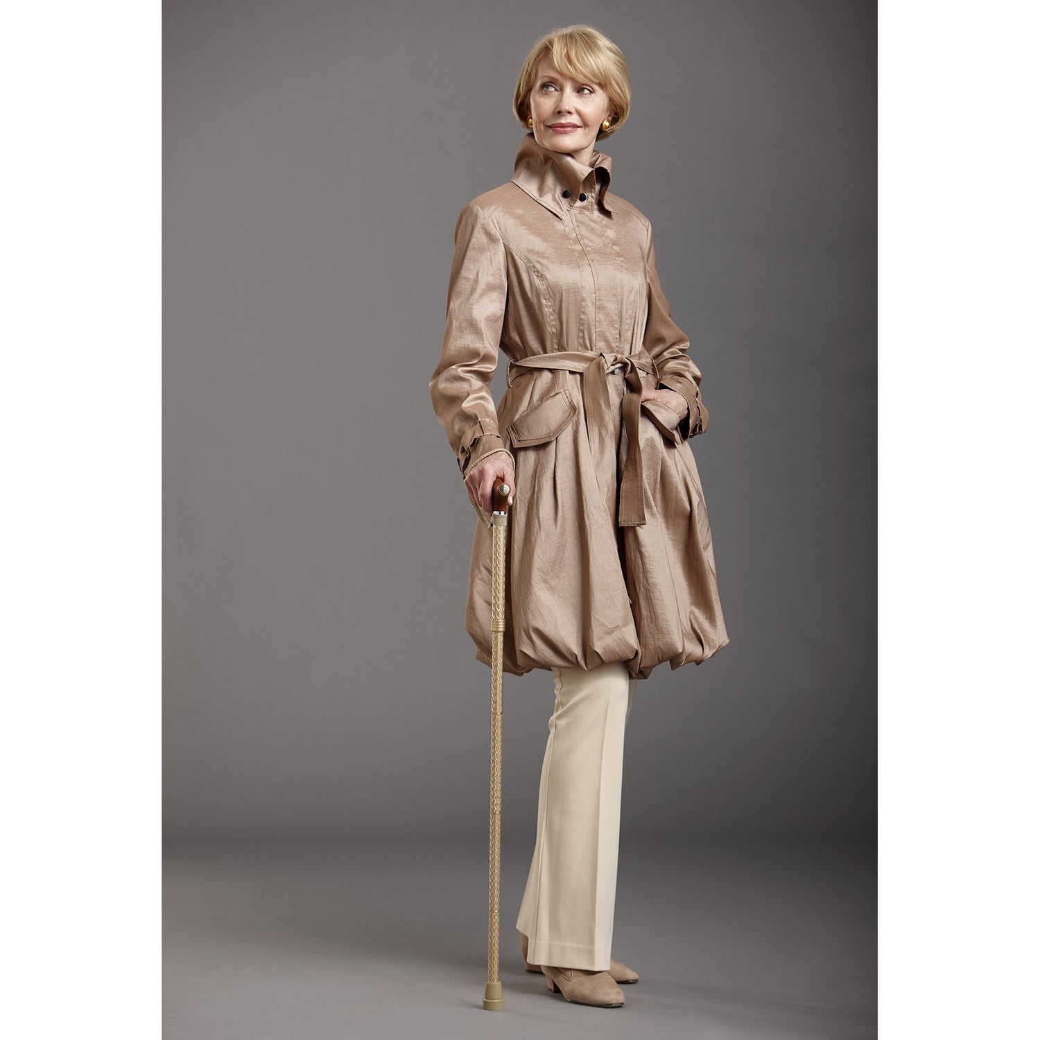 Folding Cane Switch Sticks® Aluminum 32 to 37 Inch Height Pearl Gold - BeHope