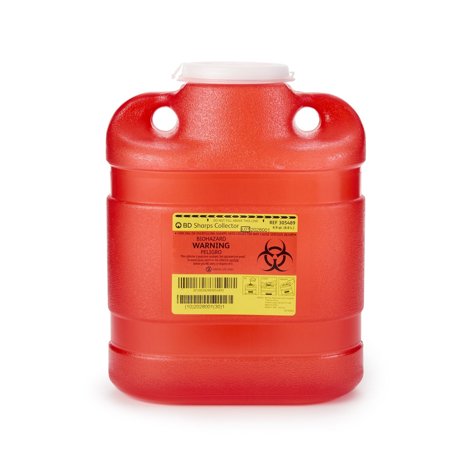Sharps Container BD™ Red Base 11-1/2 H X 9-2/5 W X 5-3/10 D Inch Vertical Entry 1.725 Gallon - BeHope