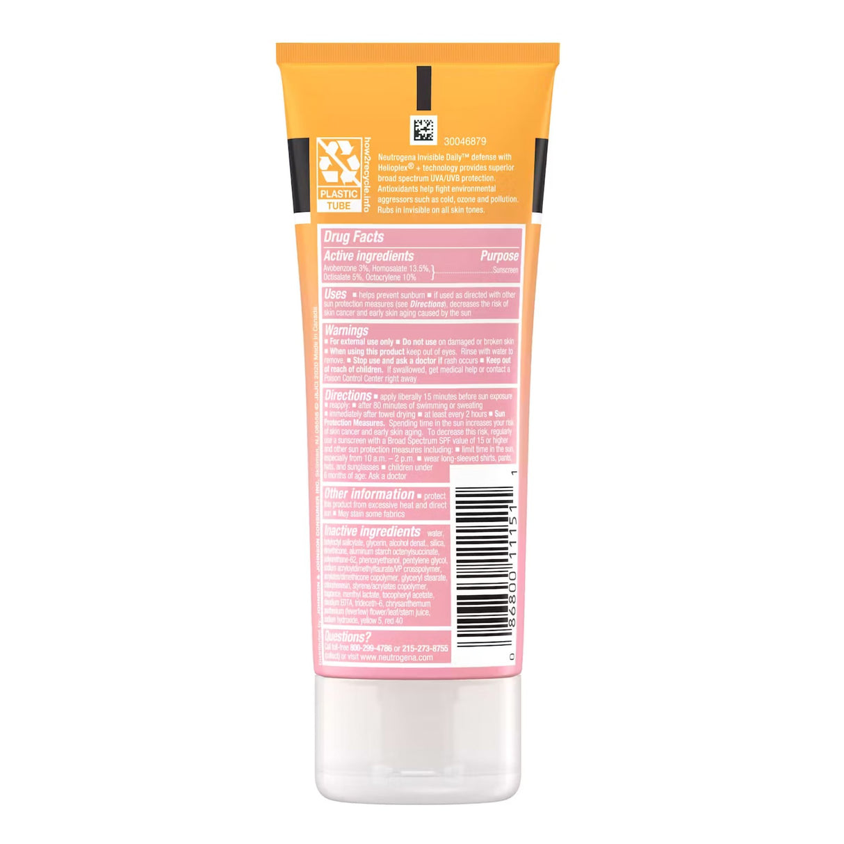 Sunscreen Neutrogena® Invisible Daily Defense SPF 60 Lotion 3 oz. Tube - BeHope