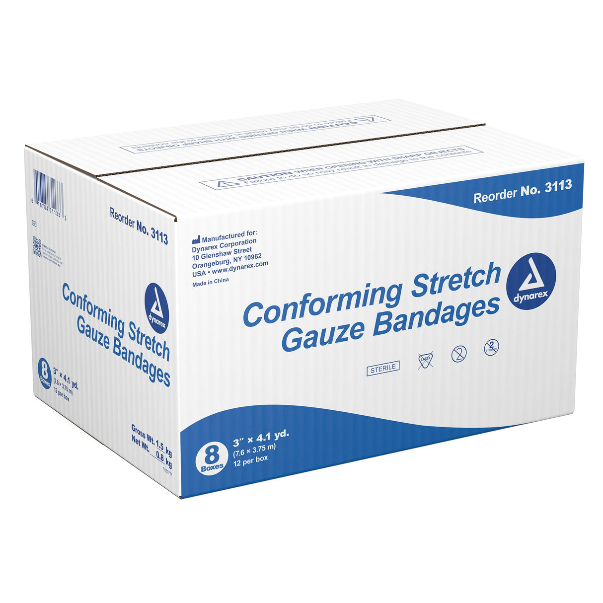 Conforming Bandage Dynarex® 3 Inch X 4-1/10 Yard 1-Ply Sterile 1 per Pouch - BeHope