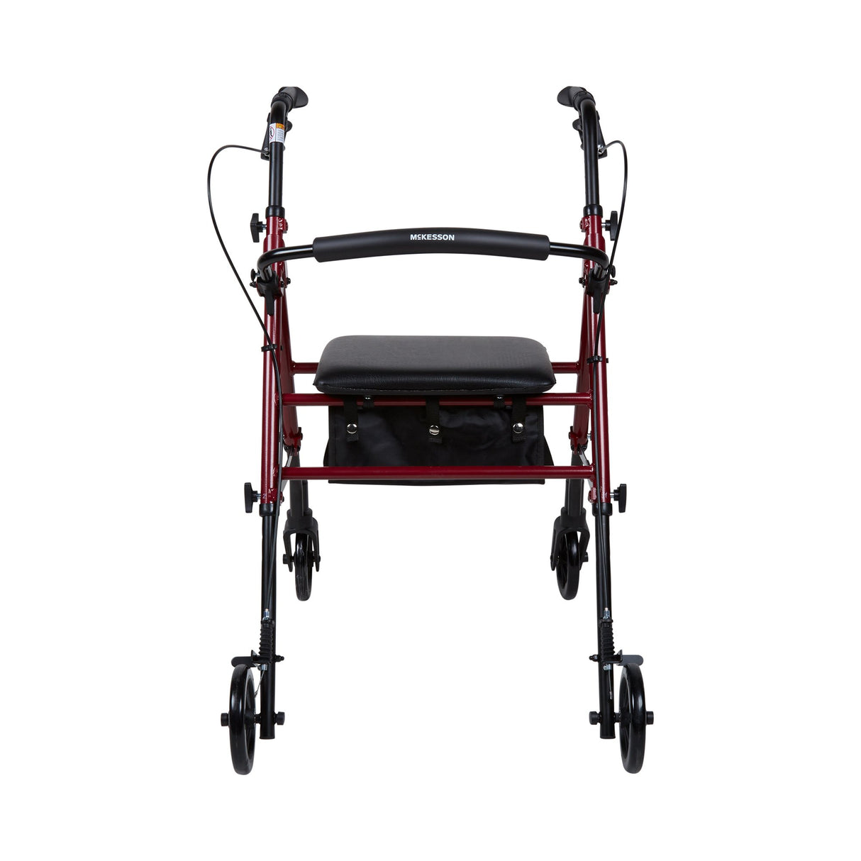 4 Wheel Rollator McKesson Red Adjustable Height / Folding Aluminum Frame - BeHope