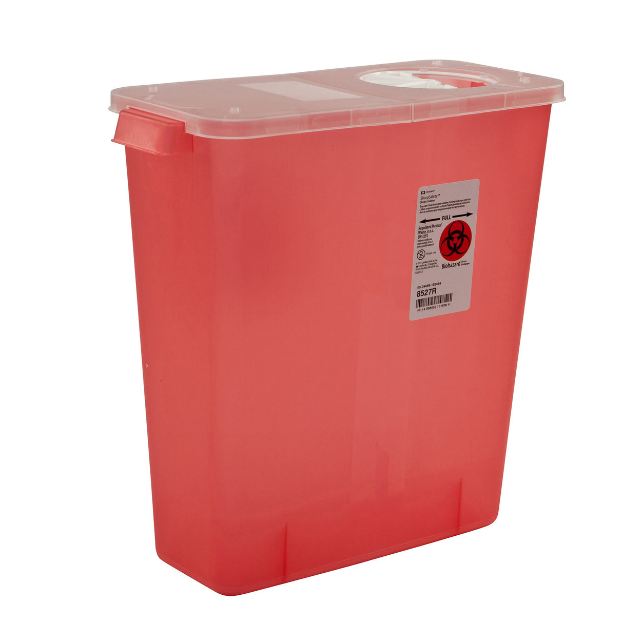 Sharps Container In-Room™ Translucent Red Base 13-3/4 H X 13-3/4 W X 6 D Inch Vertical Entry 3 Gallon - BeHope