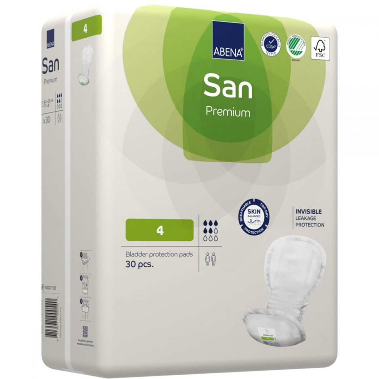 Bladder Control Pad Abena® San Premium 7.8 X 16.5 Inch Moderate Absorbency Fluff / Polymer Core Size 4 - BeHope