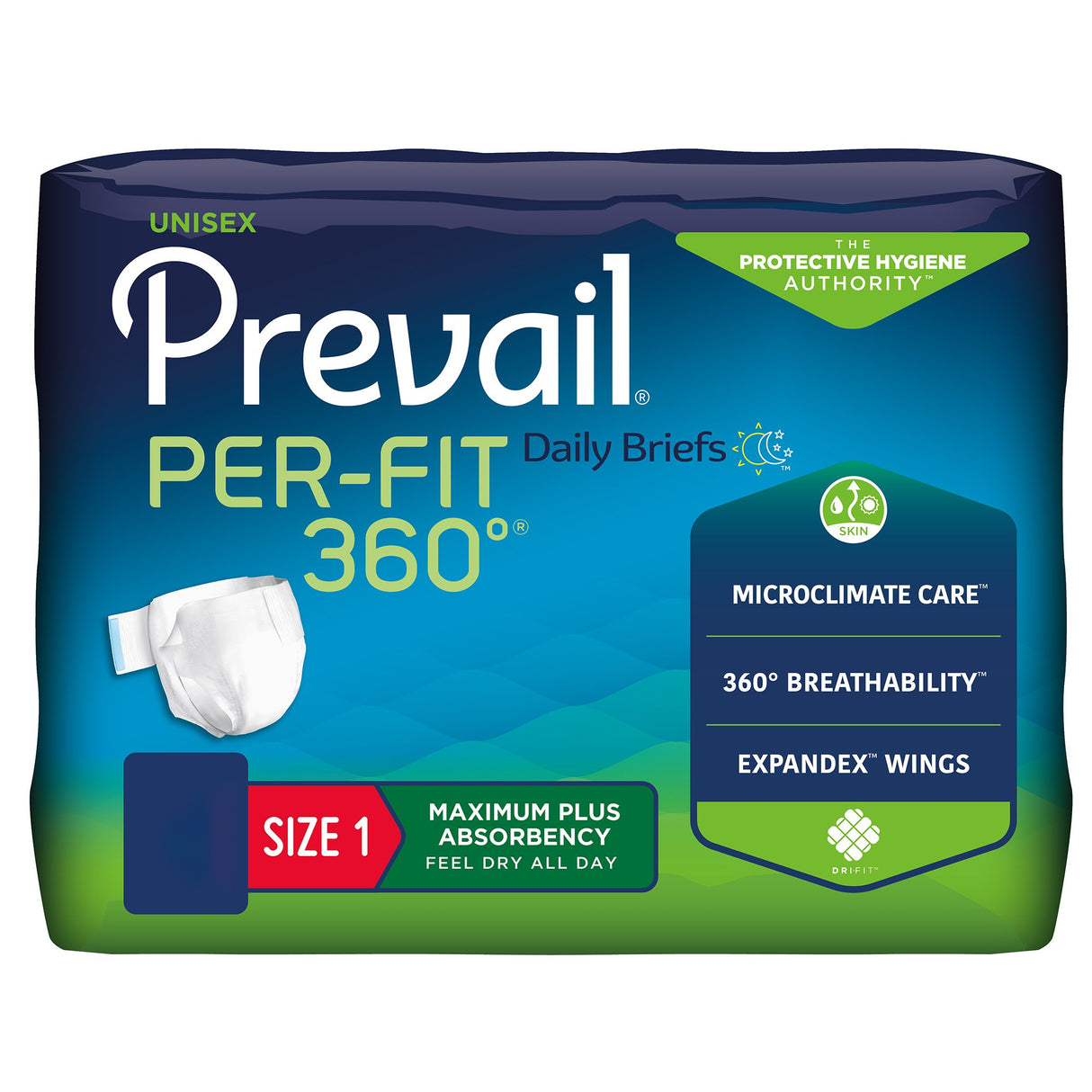 Unisex Adult Incontinence Brief Prevail® Per-Fit 360°™ Size 1 Disposable Heavy Absorbency - BeHope
