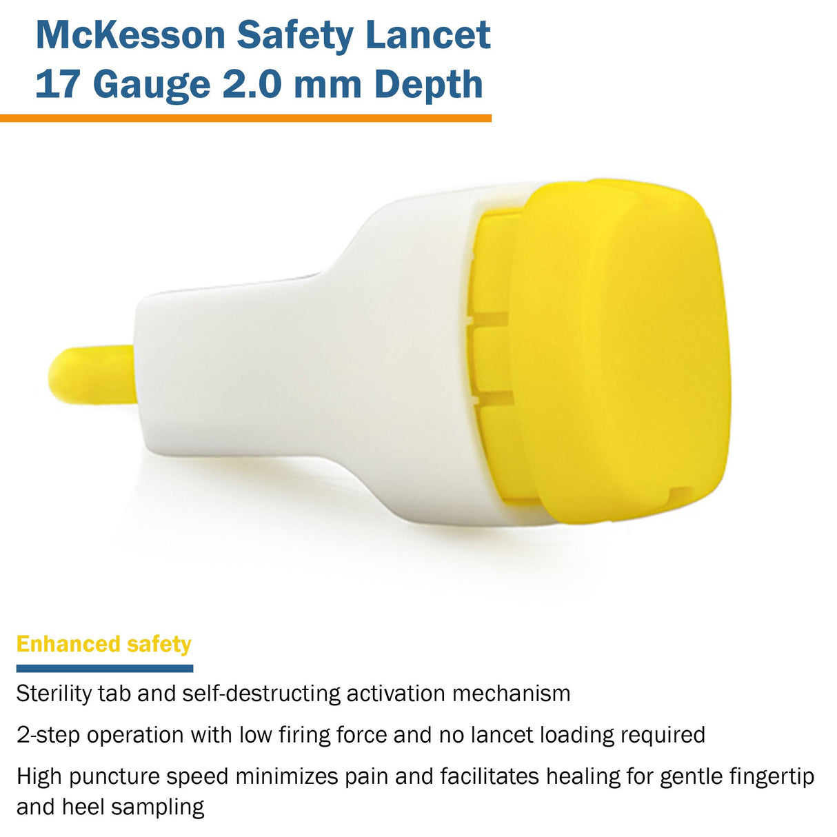 Safety Lancet McKesson 1.5 mm Blade Retractable Push Button Activation Finger - BeHope