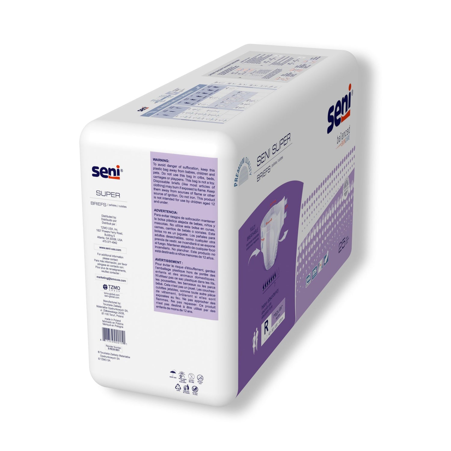 Unisex Adult Incontinence Brief Seni® Super Regular Disposable Heavy Absorbency - BeHope