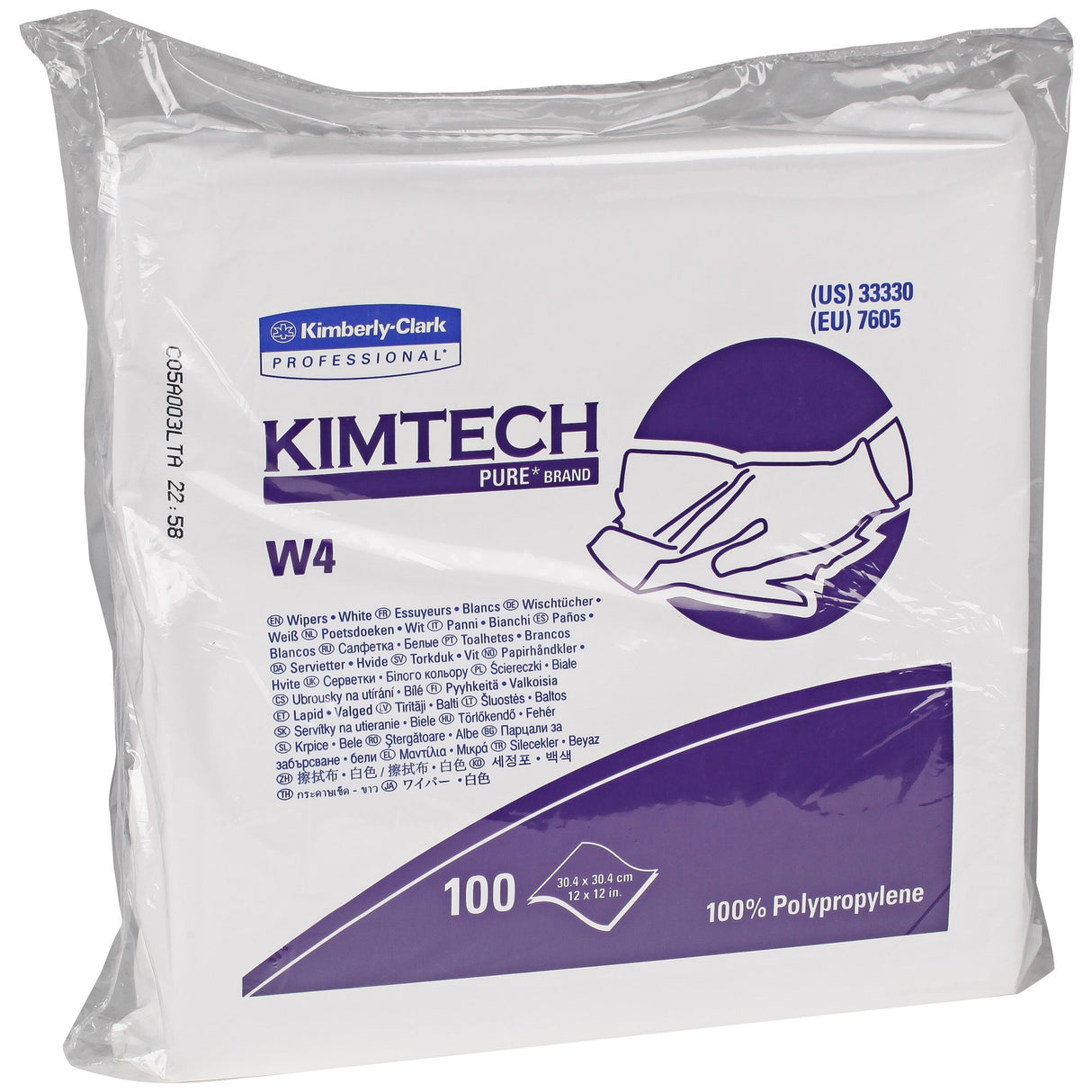 Cleanroom Wipe Kimtech™ Pure ™ W4 100 Count Bag 12 X 12 Inch NonSterile Disposable - BeHope