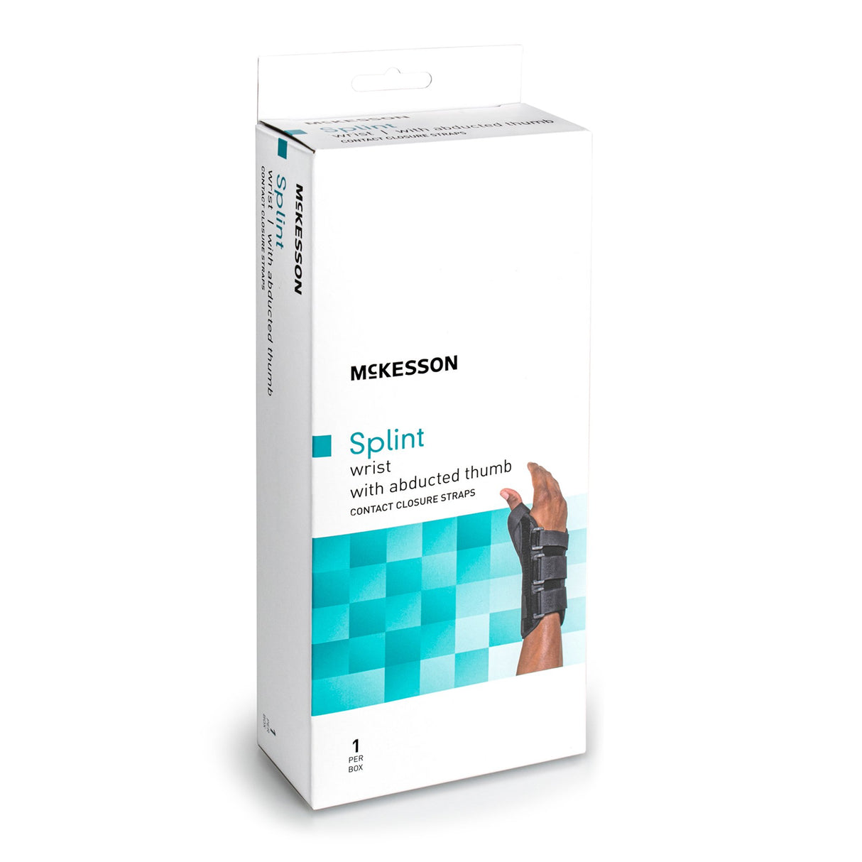 Wrist Brace with Abducted Thumb McKesson Aluminum / Foam / Spandex / Plastic Right Hand Black X-Small - BeHope
