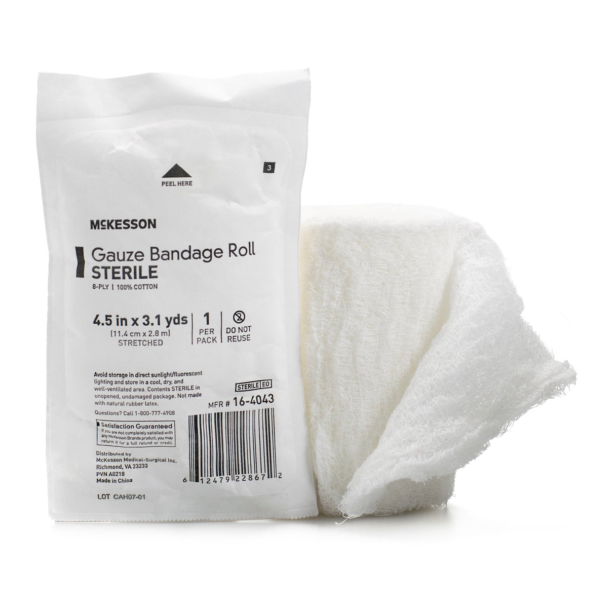 Fluff Bandage Roll McKesson 4-1/2 Inch X 3-1/10 Yard 8-Ply Sterile 1 per Pouch - BeHope