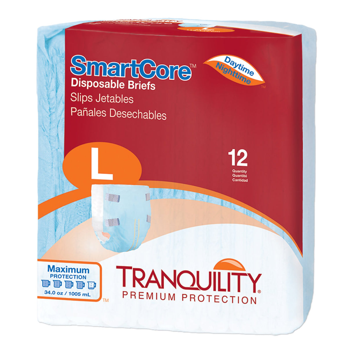 Unisex Adult Incontinence Brief Tranquility SmartCore™ Large Disposable Heavy Absorbency - BeHope