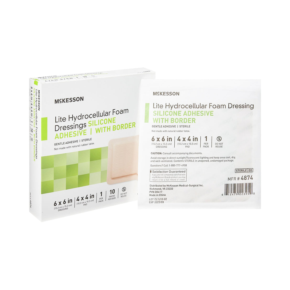 Thin Foam Dressing McKesson Lite 6 X 6 Inch With Border Film Backing Silicone Gel Adhesive Square Sterile - BeHope