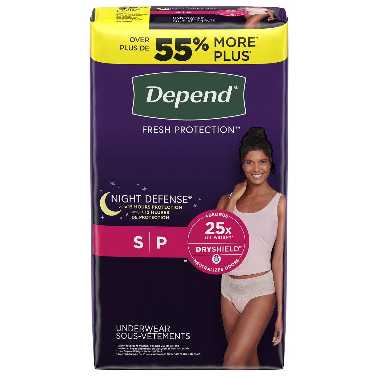 Female Adult Absorbent Underwear Depend® Night Defense® Waistband Style Small Disposable Heavy Absorbency - BeHope